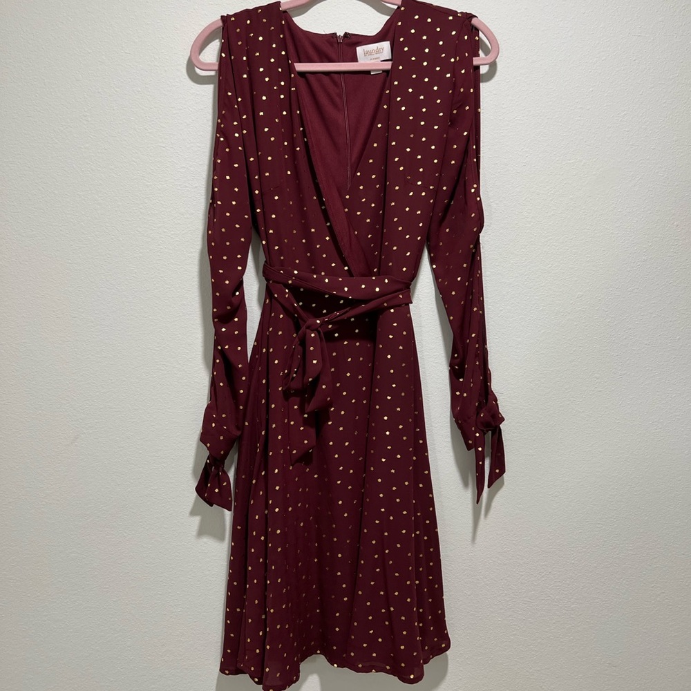 Laundry dress, size 8, burgundy with gold sparkles❤️‍🔥✨